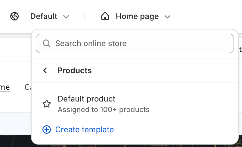 Open the default product template