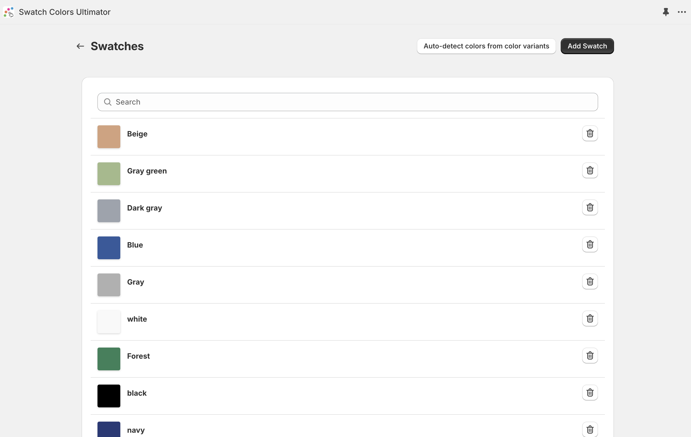 Create Swatches for Shopify